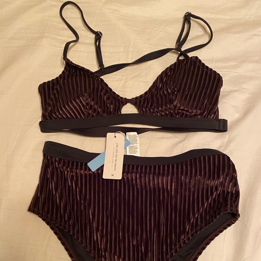 Brown Velvet Vintage-Inspired Bikini